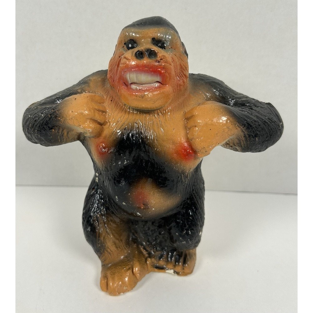 VTG Chalkware Carnival Prize Gorilla King Kong 6.5" Rare Find 3D Flat Back
